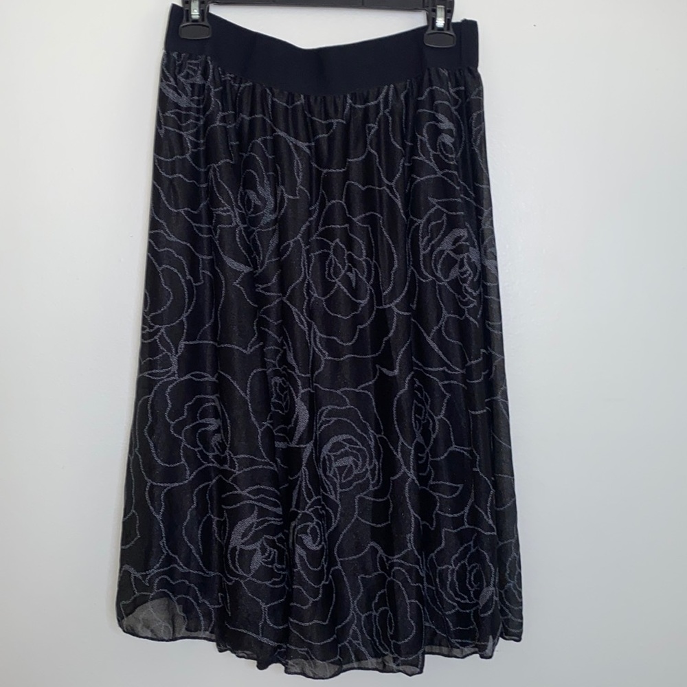 Metrowear Black Floral Maxi Shimmer Skirt